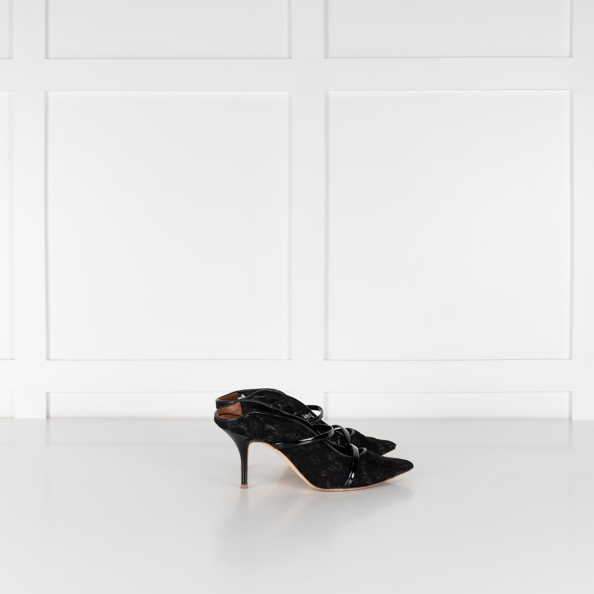 Malone Souliers Maureen Black Lace Heeled Mules