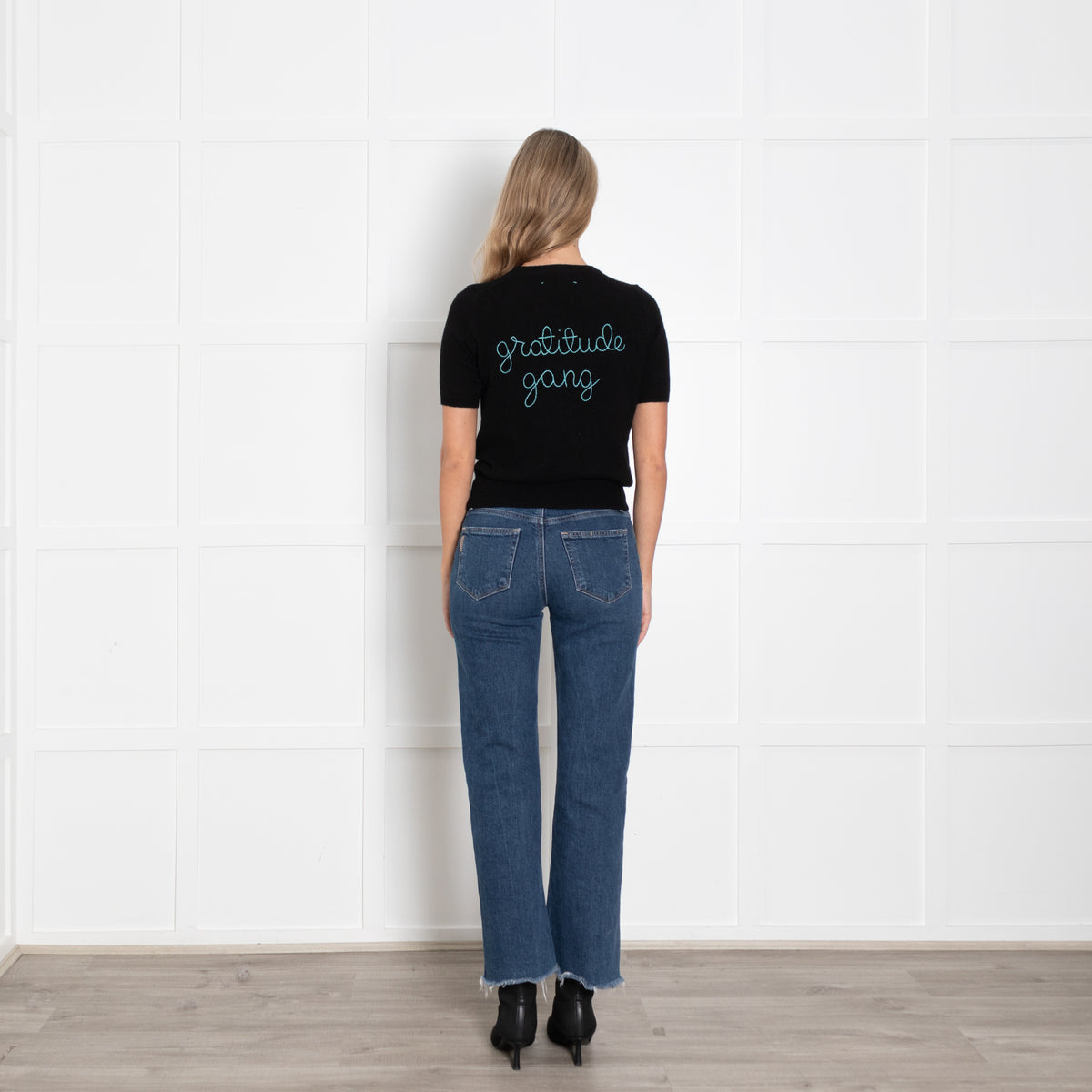 Lingua Franca Black Gratitude Gang Short Sleeve Knit