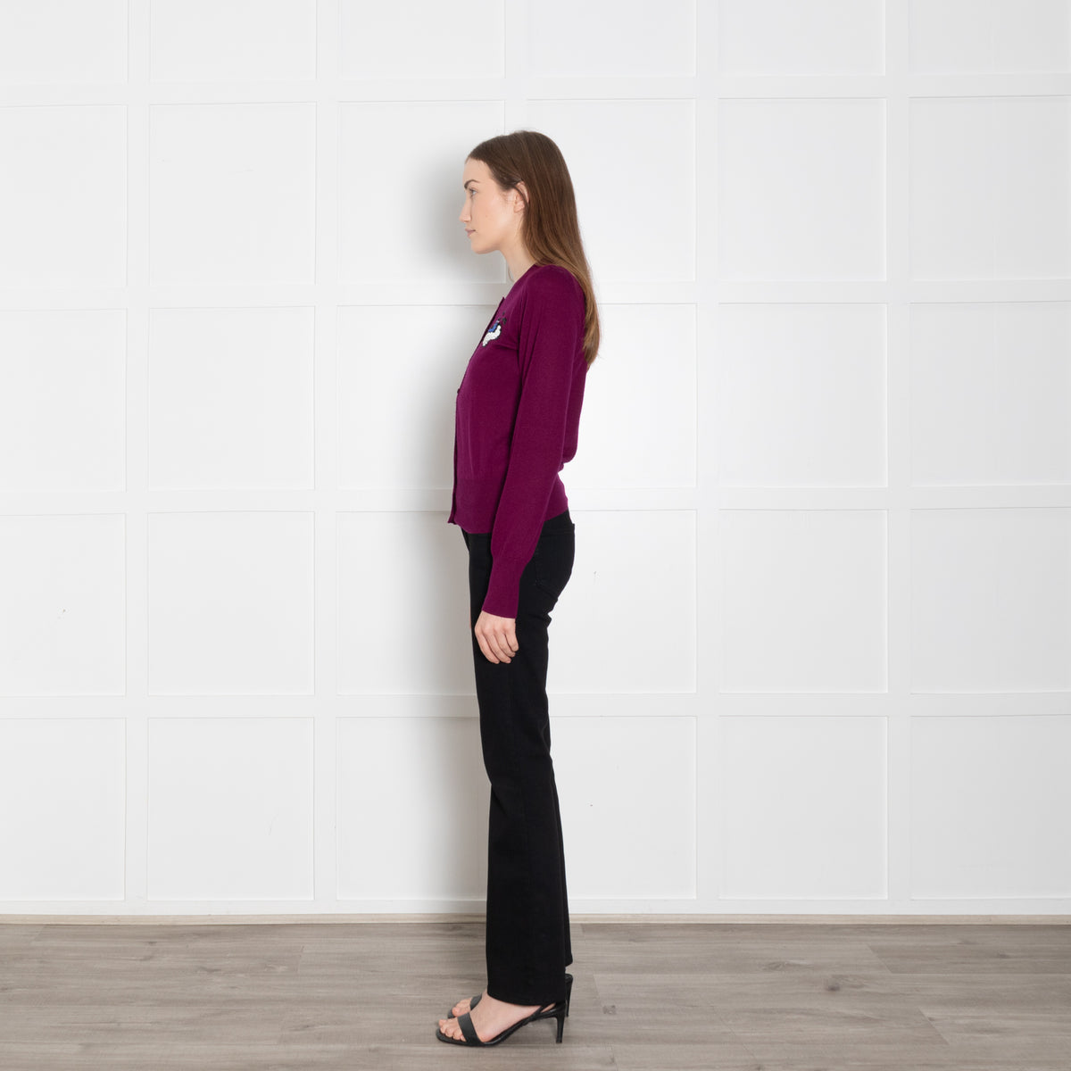 Markus Lupfer Purple Embellished Merino Wool Cardigan