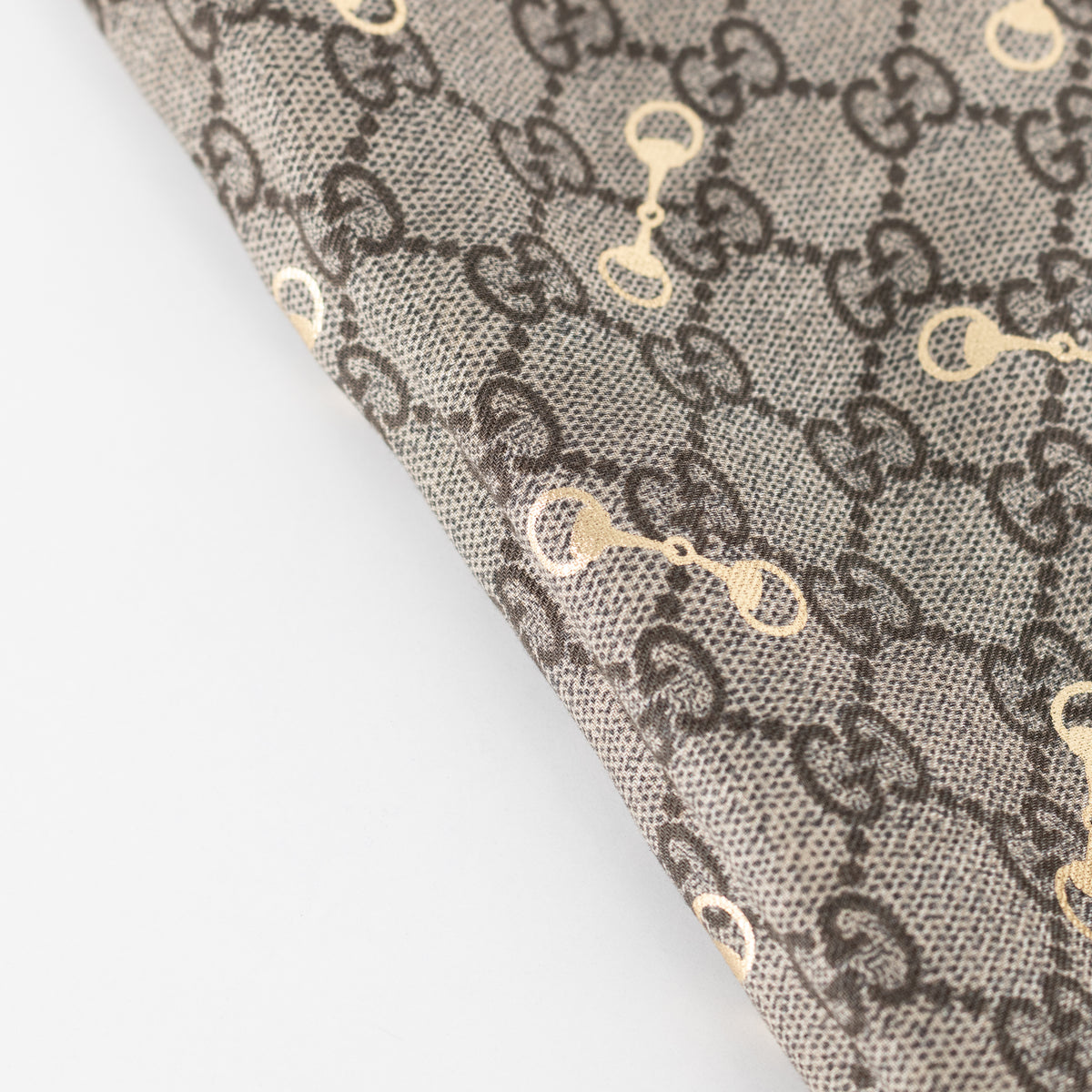 Gucci Brown Monogram Foiled Horsebit Scarf