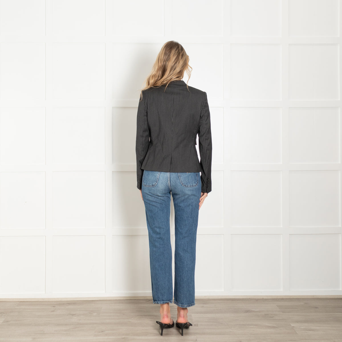 Dolce & Gabbana Grey Pinstripe Short Blazer Jacket