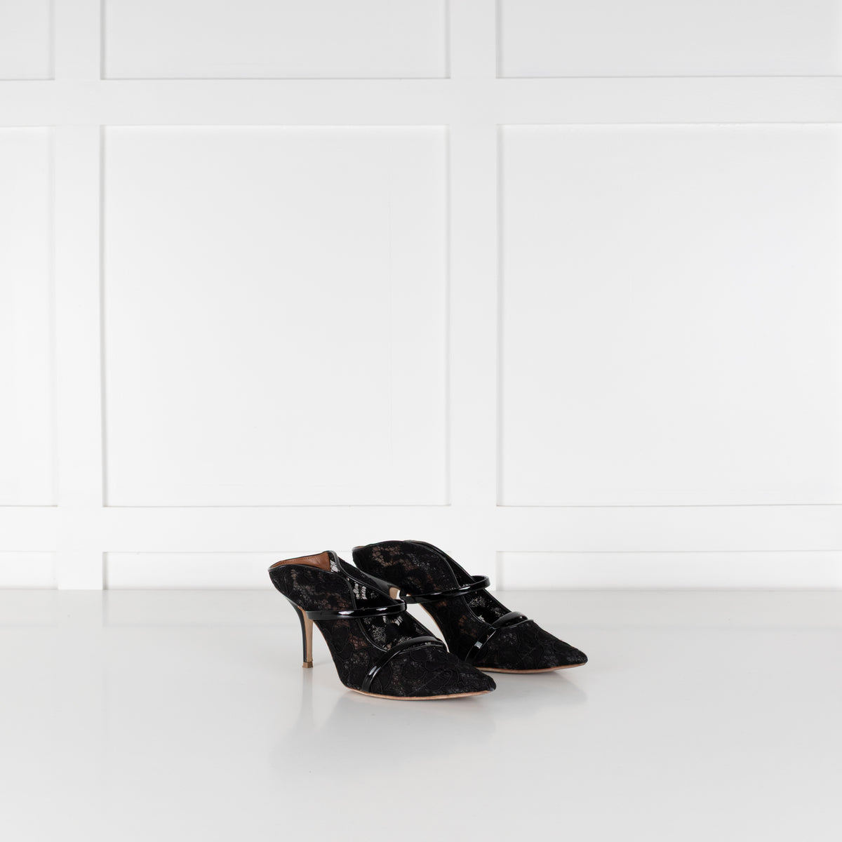 Malone Souliers Maureen Black Lace Heeled Mules