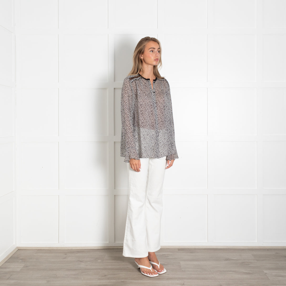 Dorothy Schumacher Silk Long Sleeve Top With Lace Inserts