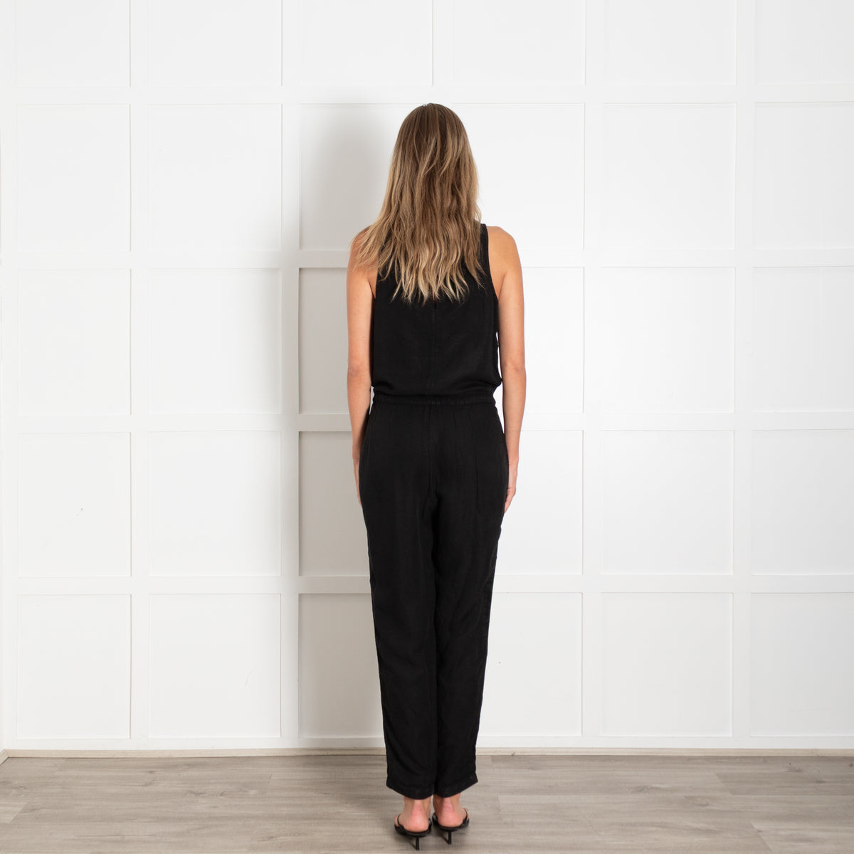 James Perse Black Linen Sleeveless Jumpsuit