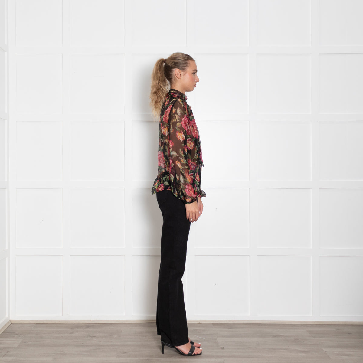 Dolce & Gabbana Black Floral Sheer Blouse