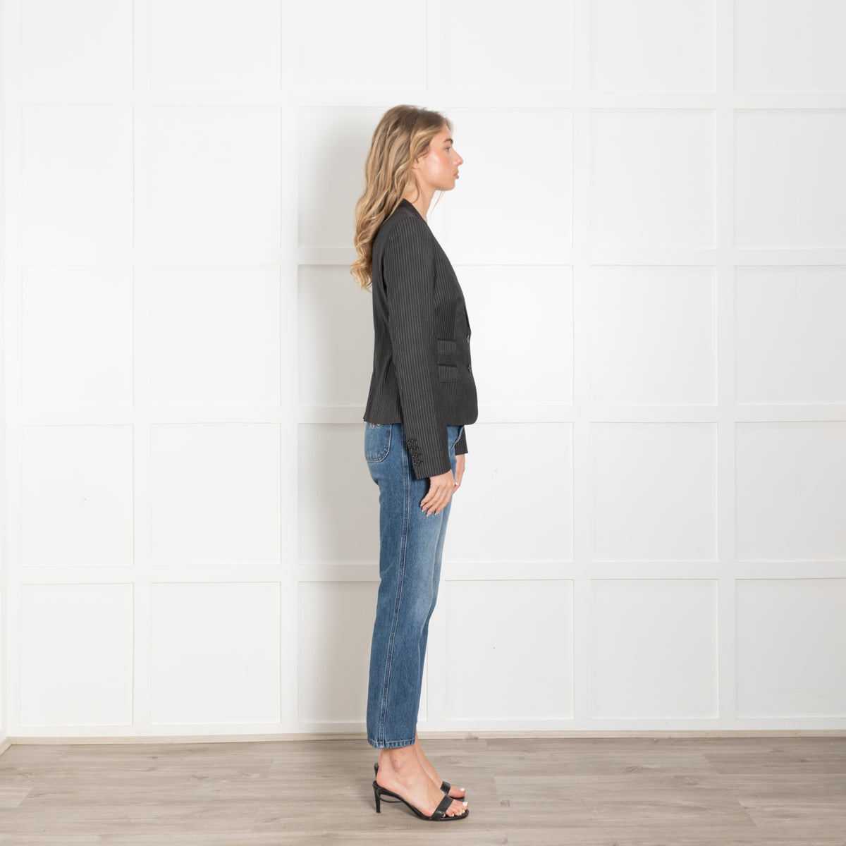 Dolce & Gabbana Grey Pinstripe Short Blazer Jacket