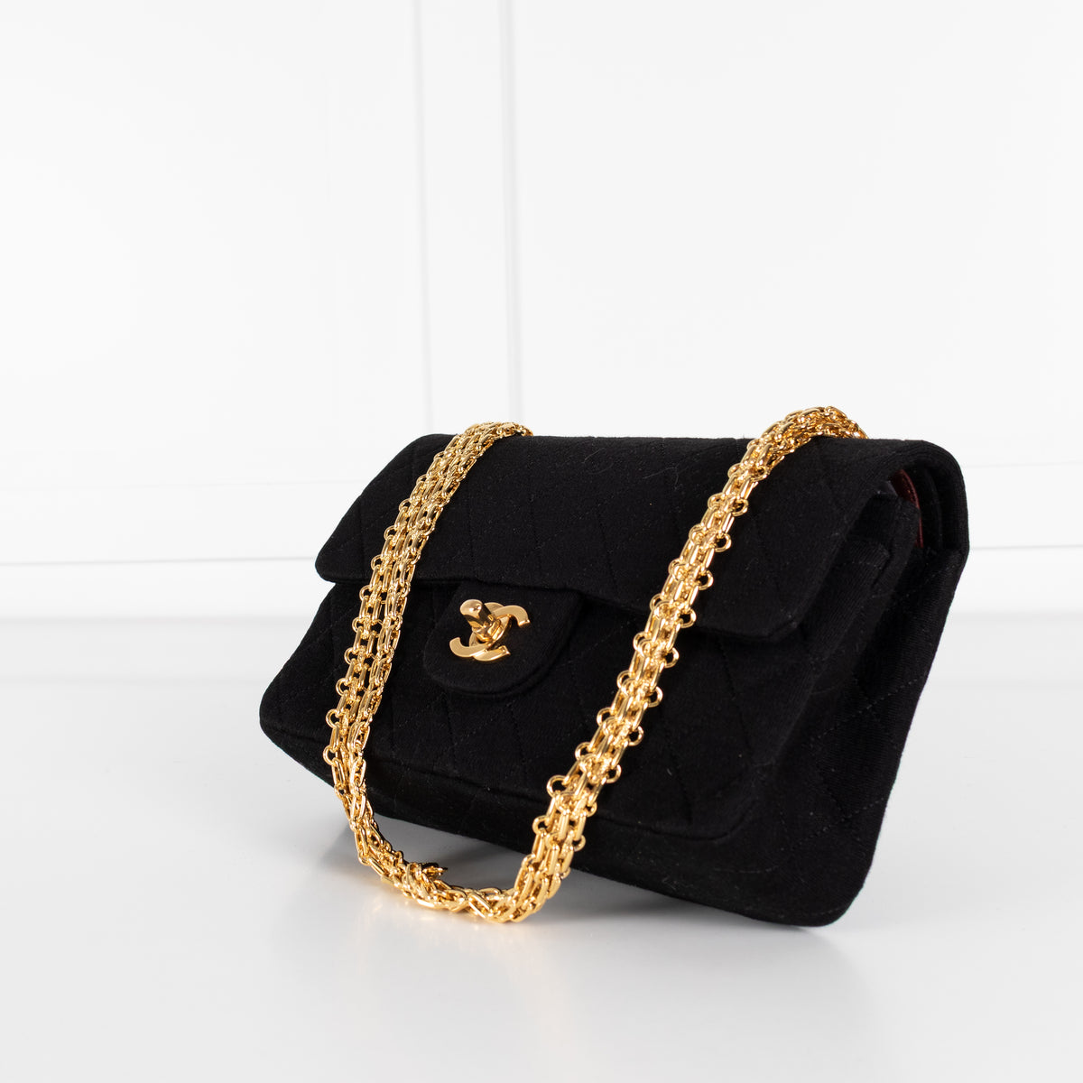 Chanel Black Jersey Small Double Flap