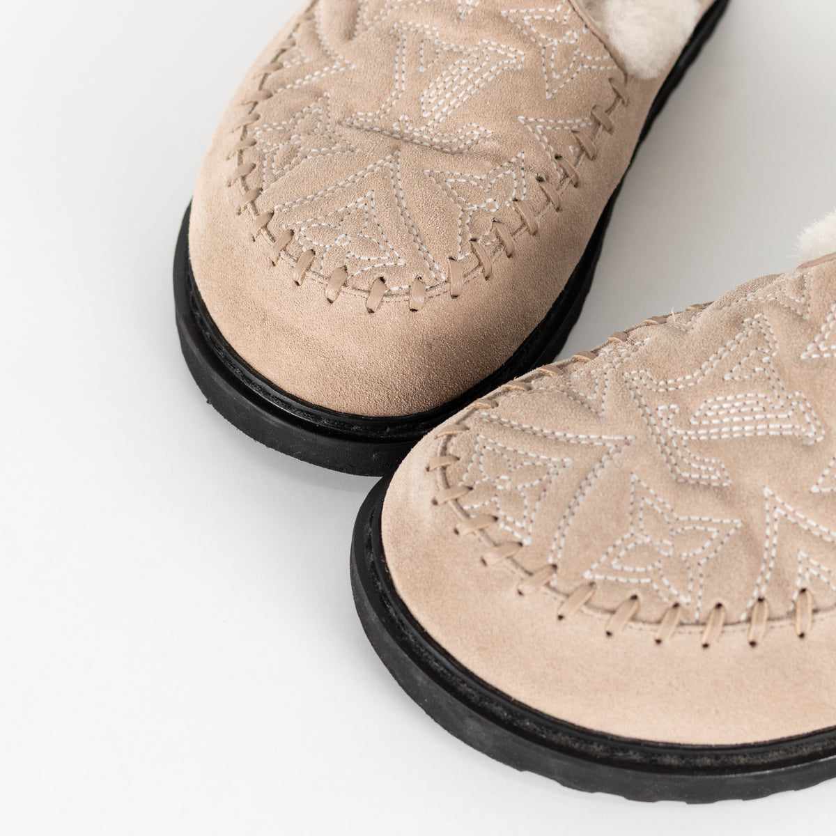 Louis Vuitton Beige Suede Shearling Comfort Mary Janes