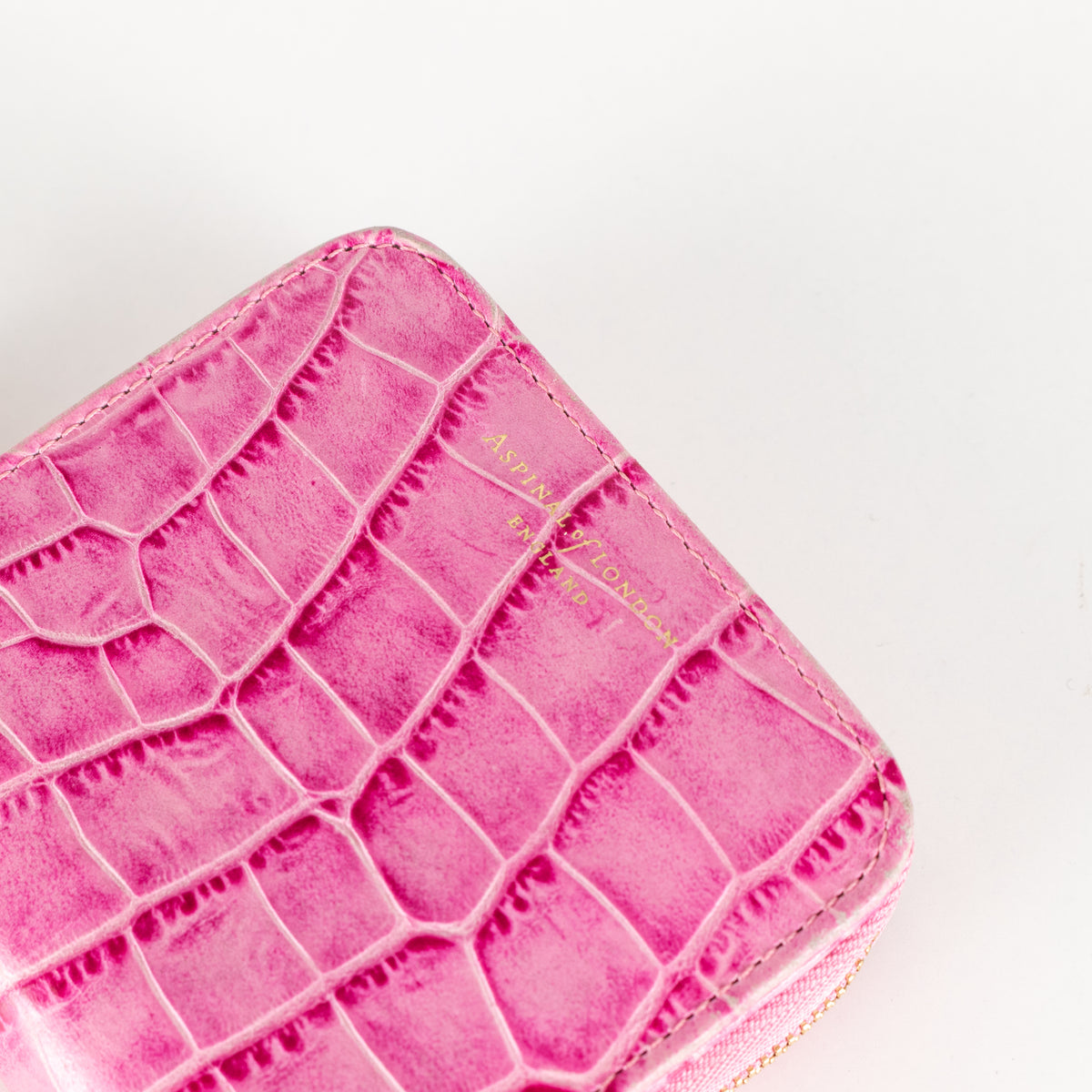 Aspinal of London Pink Croc Effect Wallet