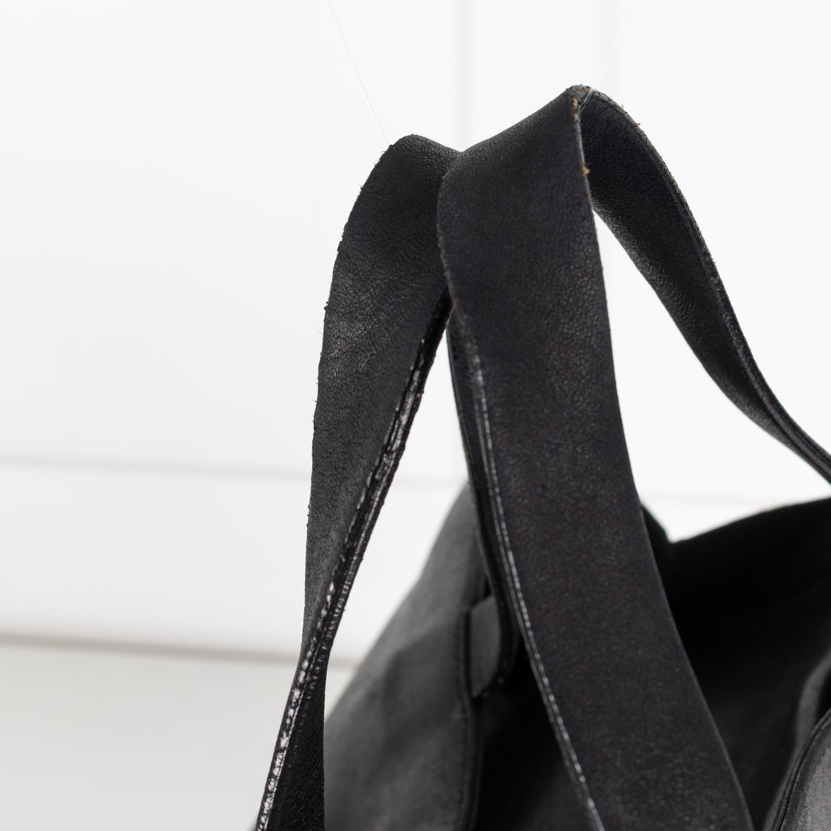 Jil Sander Black Leather Nylon Tote Bag