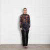 Acne Black With Floral Pattern Silk Sheer Oversized Blouse
