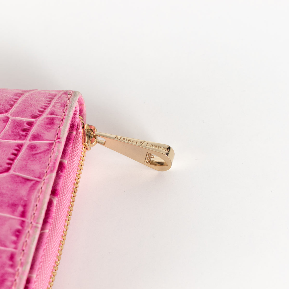 Aspinal of London Pink Croc Effect Wallet