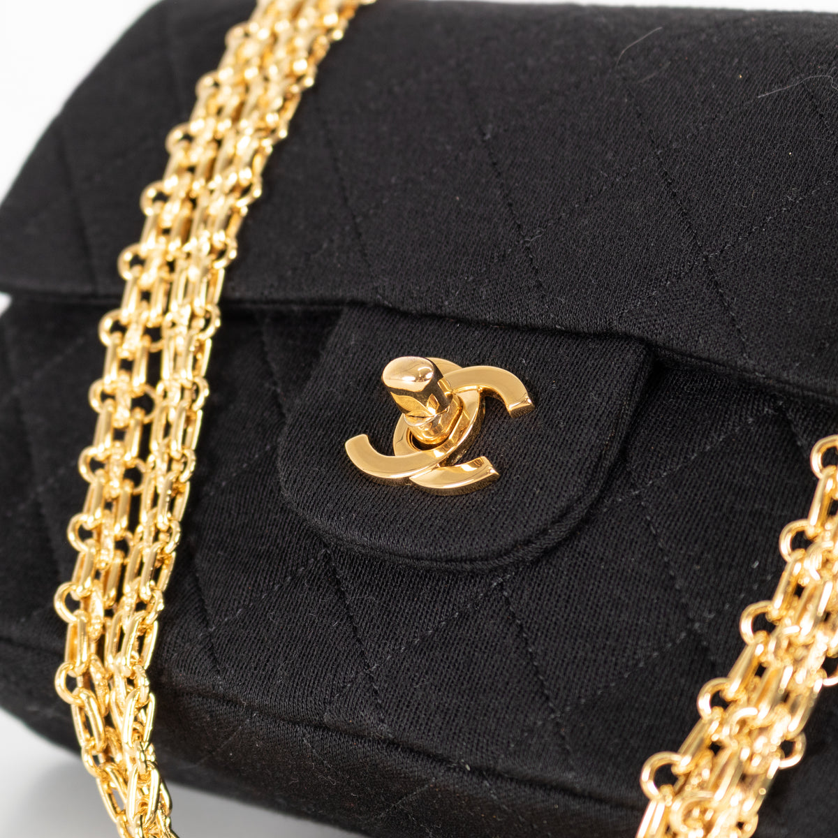 Chanel Black Jersey Small Double Flap