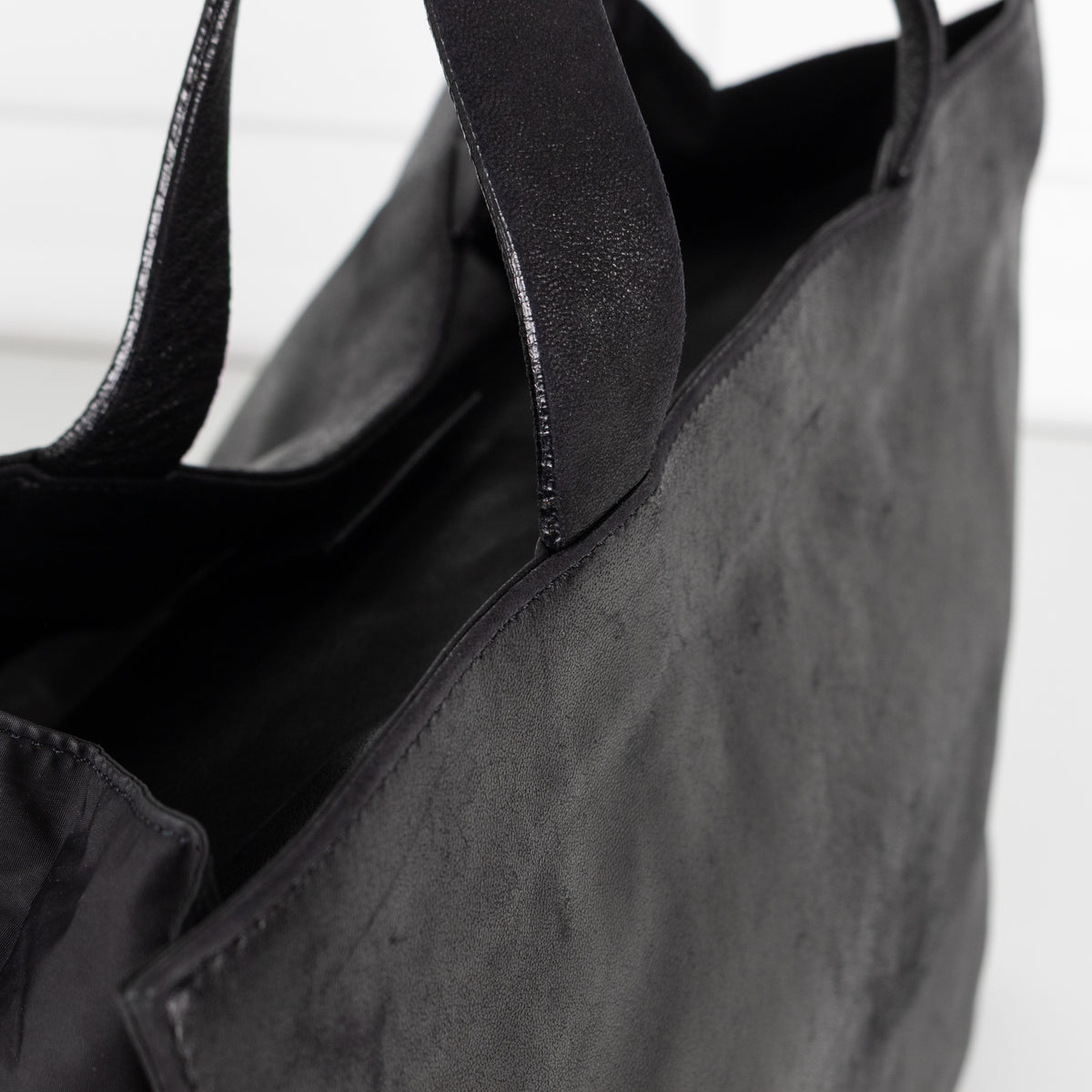 Jil Sander Black Leather Nylon Tote Bag