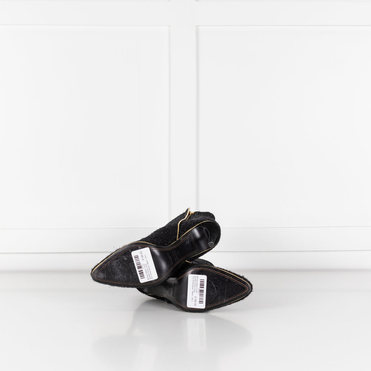 Balmain Black Lurex Sparkle Fabric Gold Trim Ankle Boots