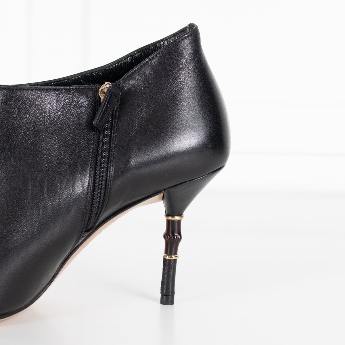 Gucci Black Ankle Boots With Bamboo & Leather Heel