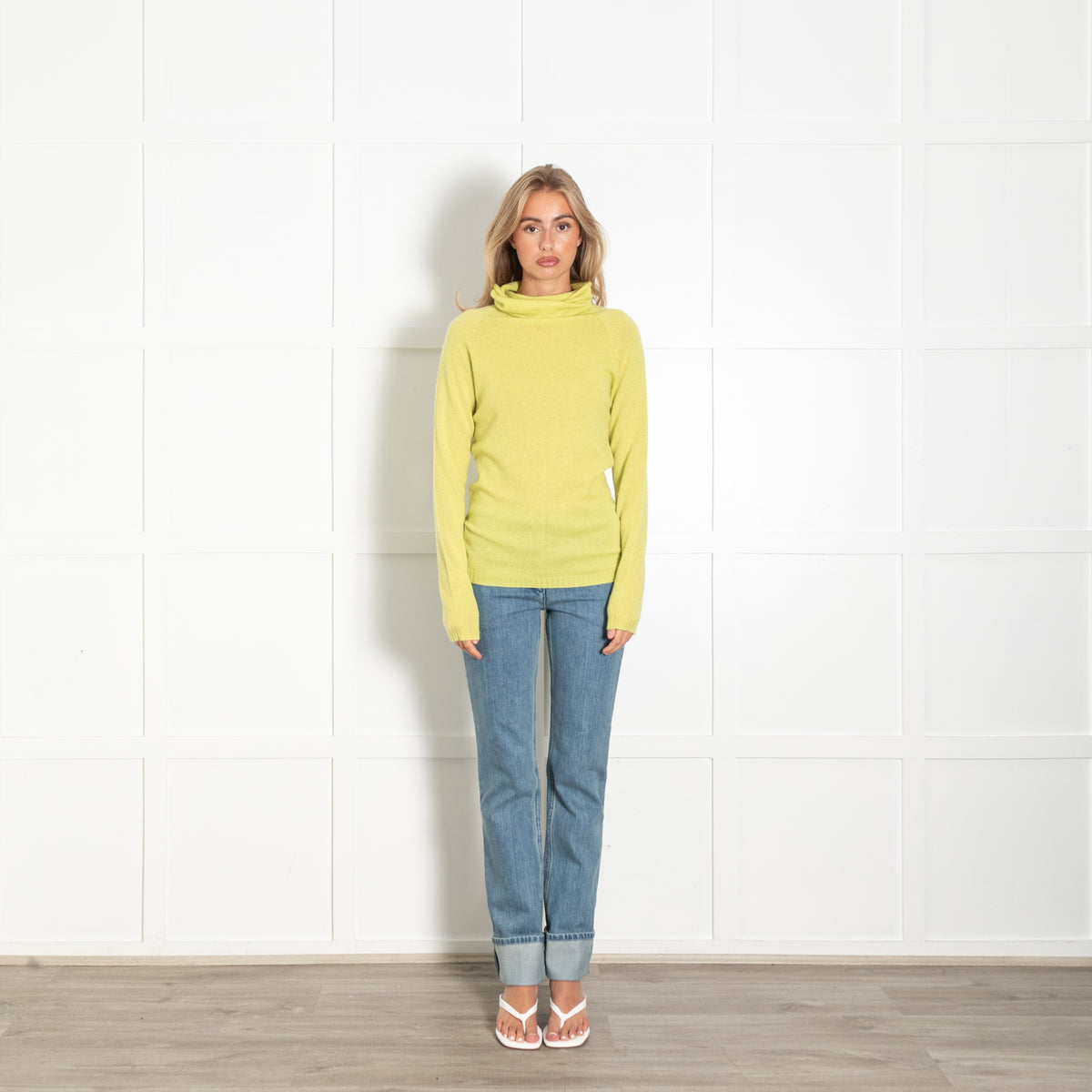 Jet Set Neon Green Roll Neck Long Jumper