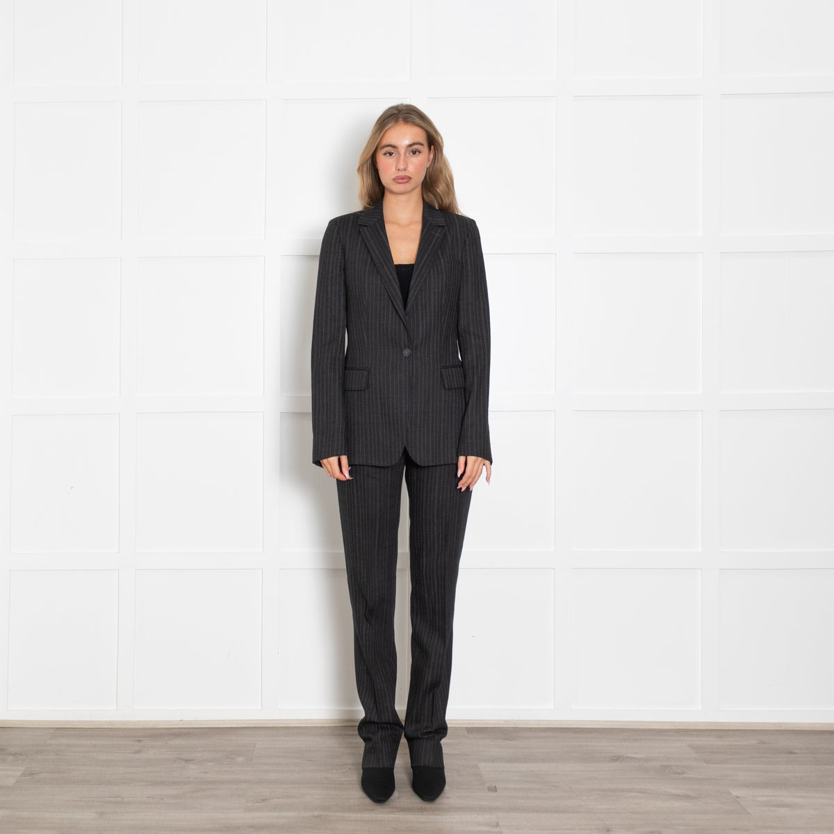 Dolce & Gabbana Dark Grey Cream Pin Stripe Trouser Suit