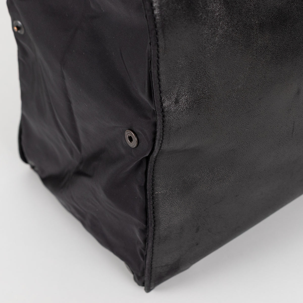 Jil Sander Black Leather Nylon Tote Bag