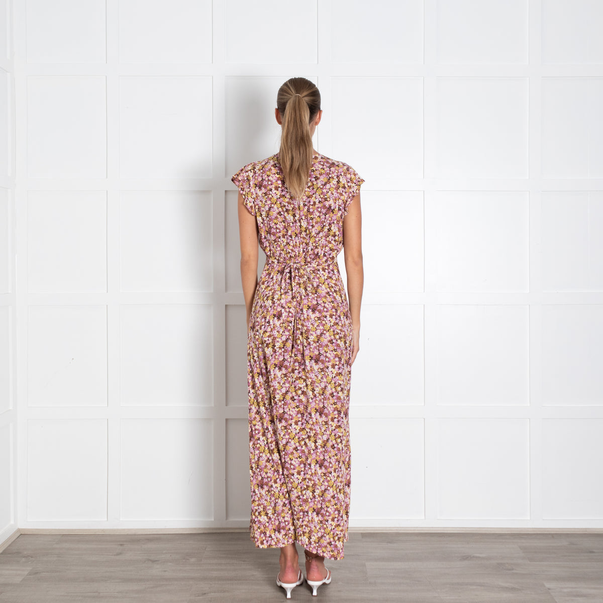 Faithfull The Brand Lilac Beige Floral Midi Dress
