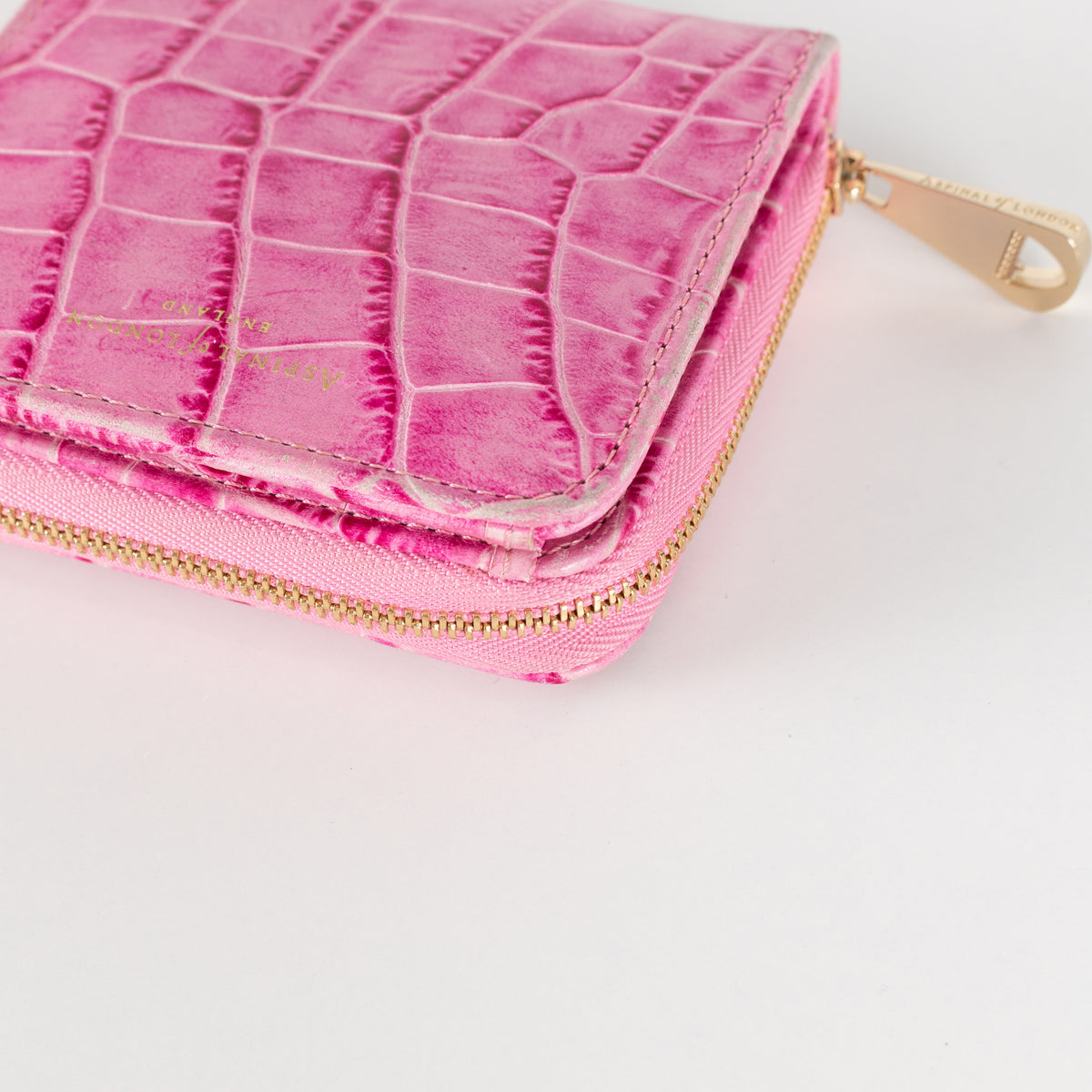 Aspinal of London Pink Croc Effect Wallet