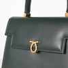 Launer London Forest Green Leather Traviata Bag
