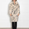 Jakke Cream Faux Fur Abstract Faces Coat