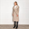 Max Mara Beige Cashmere Gown Belted Hooded Coat
