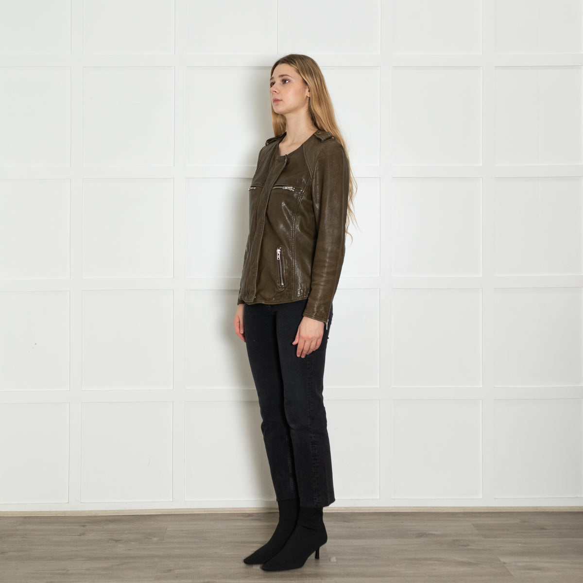 Isabel Marant Etoile Khaki Lamb Skin Leather Jacket