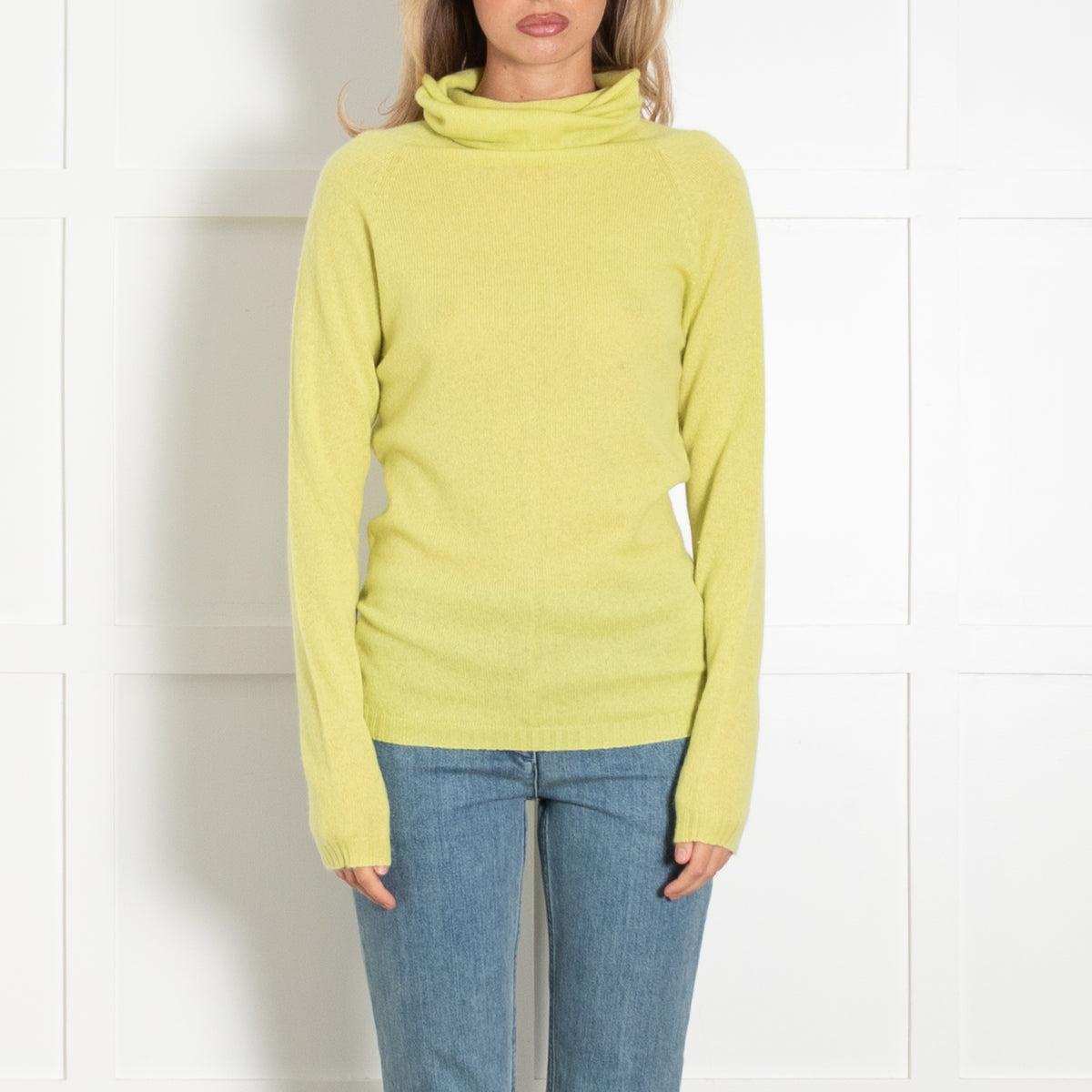 Jet Set Neon Green Roll Neck Long Jumper