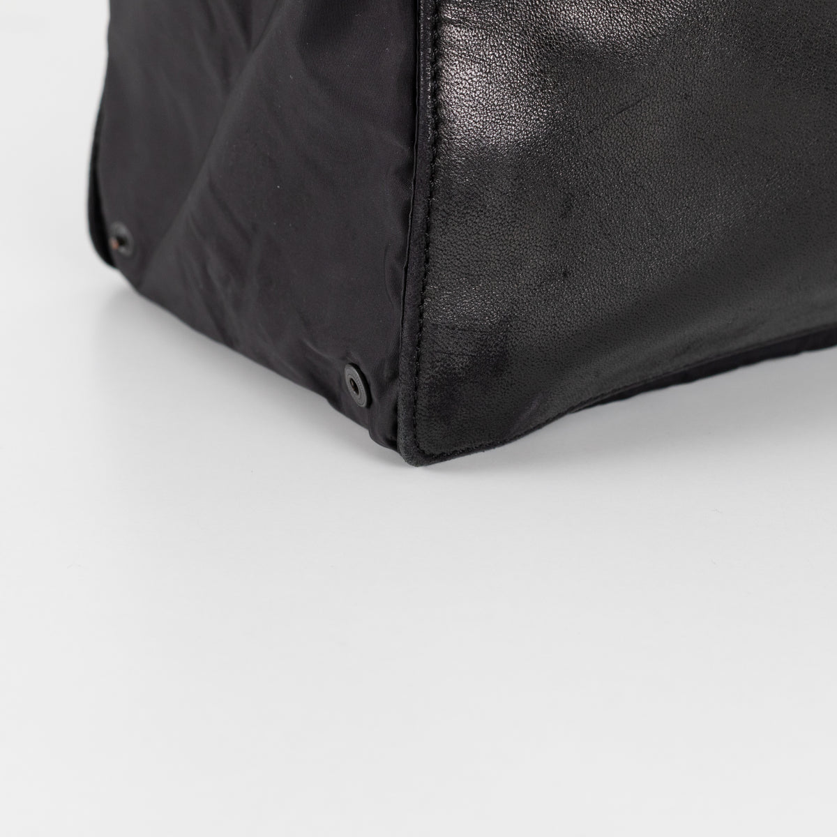 Jil Sander Black Leather Nylon Tote Bag