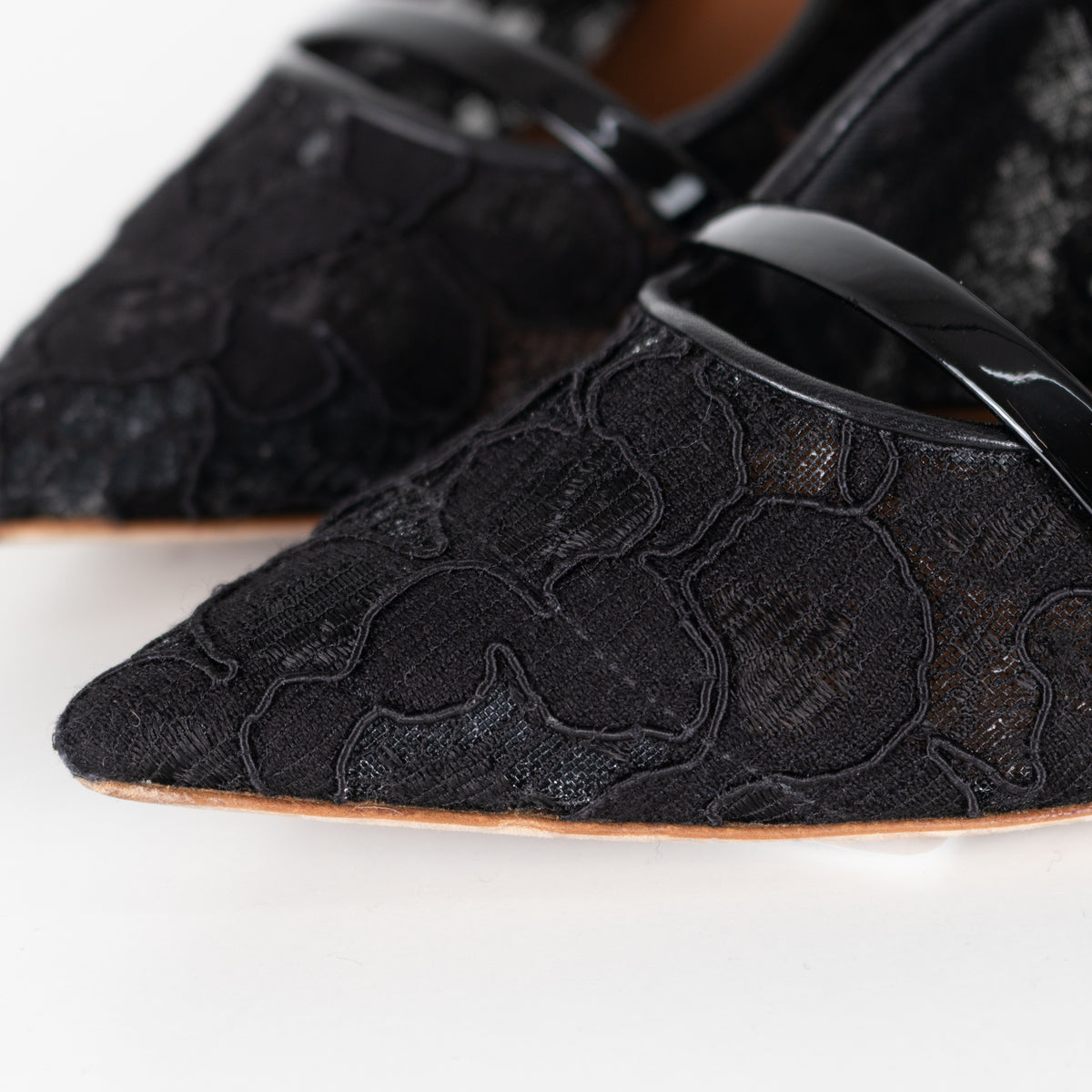 Malone Souliers Maureen Black Lace Heeled Mules