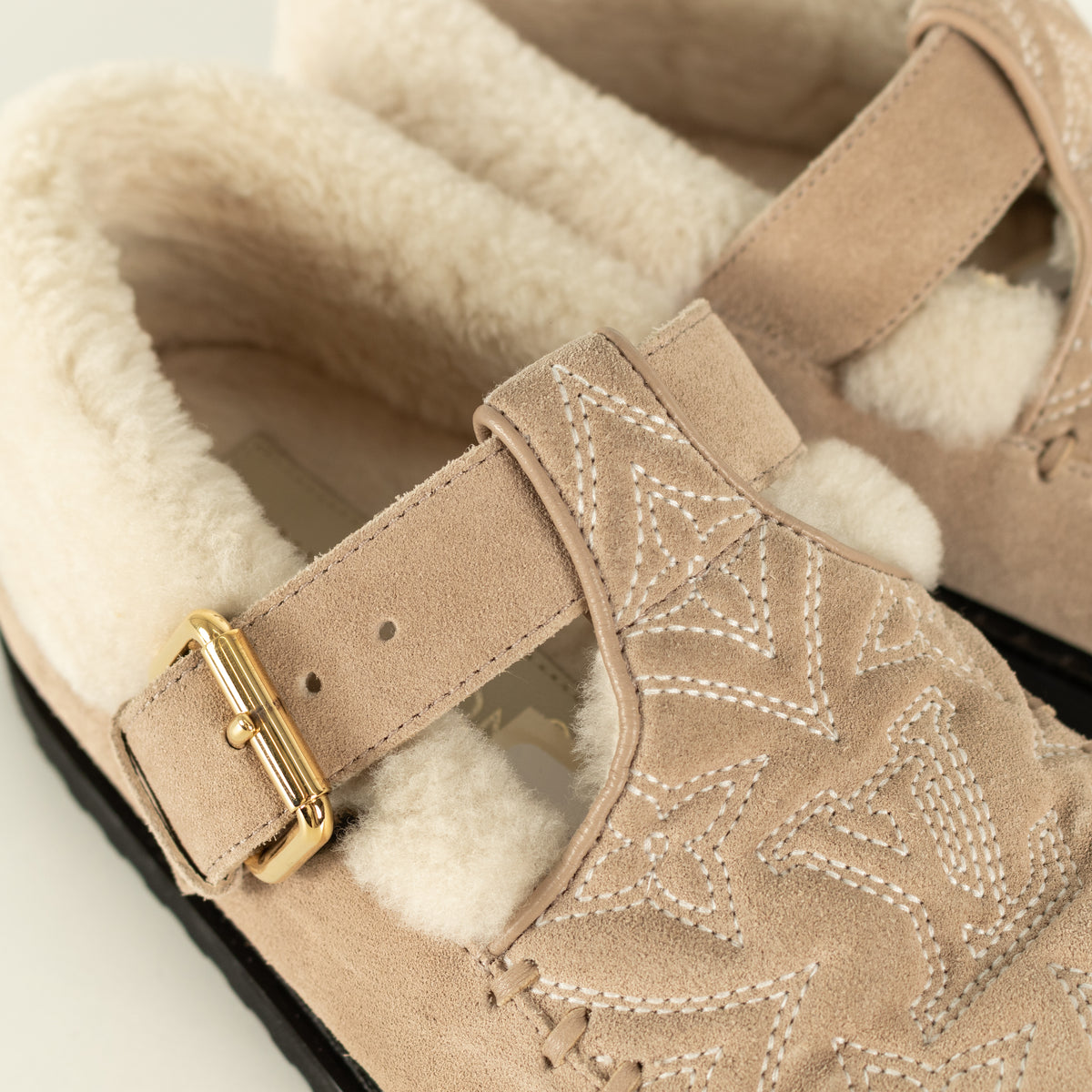 Louis Vuitton Beige Suede Shearling Comfort Mary Janes