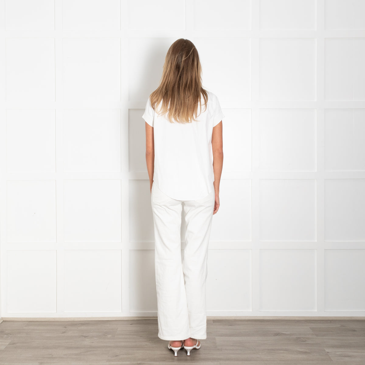 Eric Bompard White Short Sleeve Ribbed Trim Top