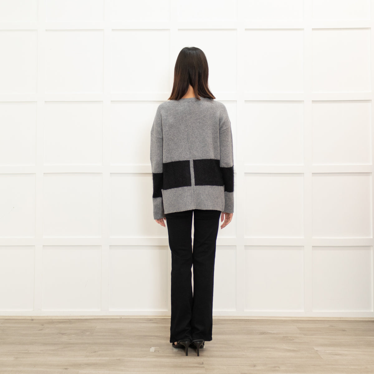 Duffy Grey And Black Cashmere Mix Jumper