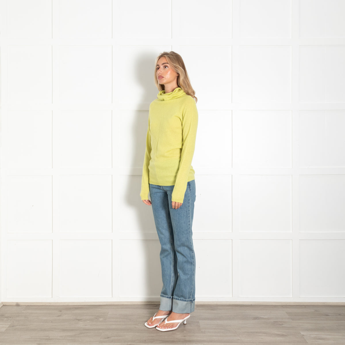 Jet Set Neon Green Roll Neck Long Jumper