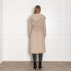 Max Mara Beige Cashmere Gown Belted Hooded Coat