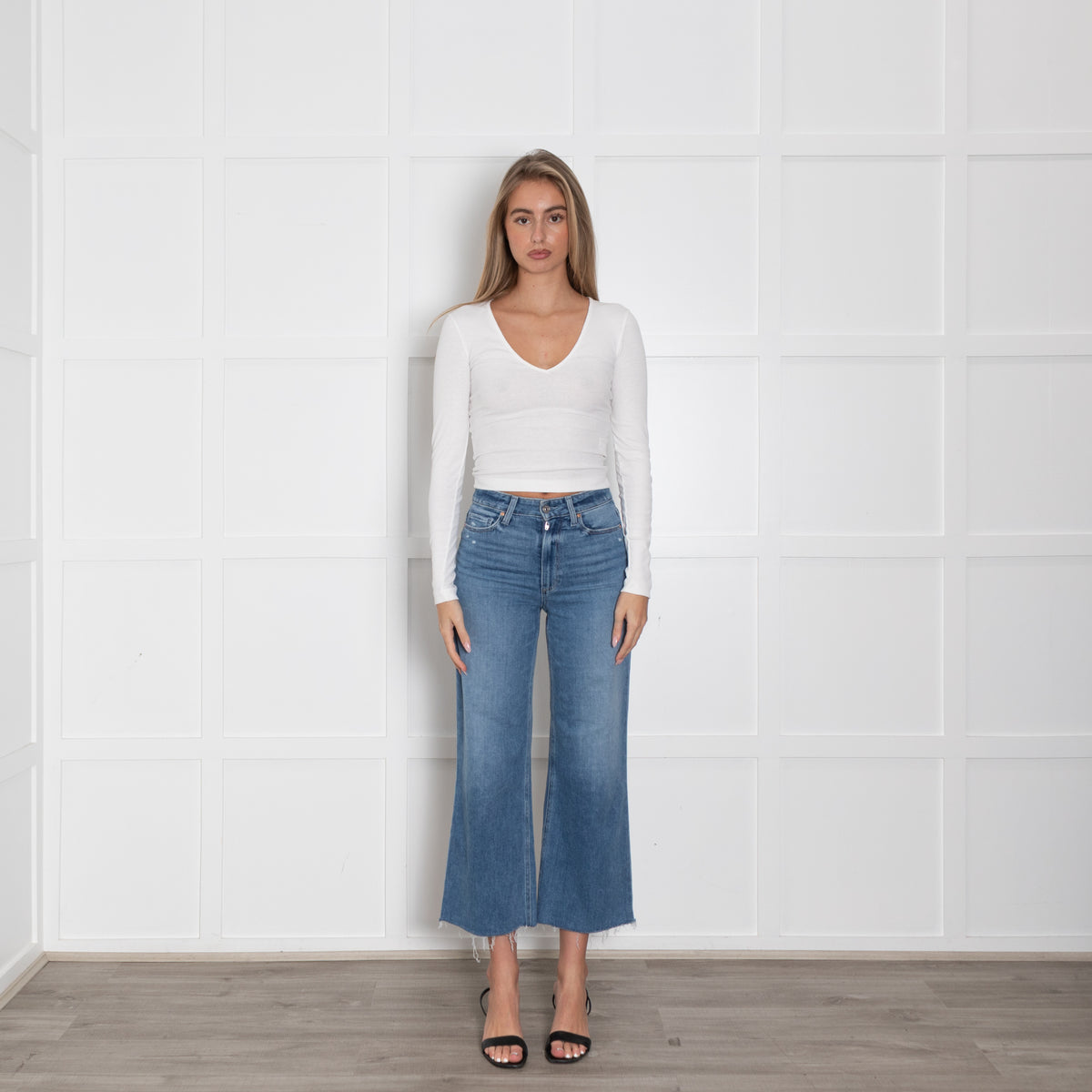 Paige Blue Raw Hem Distresseed Jeans