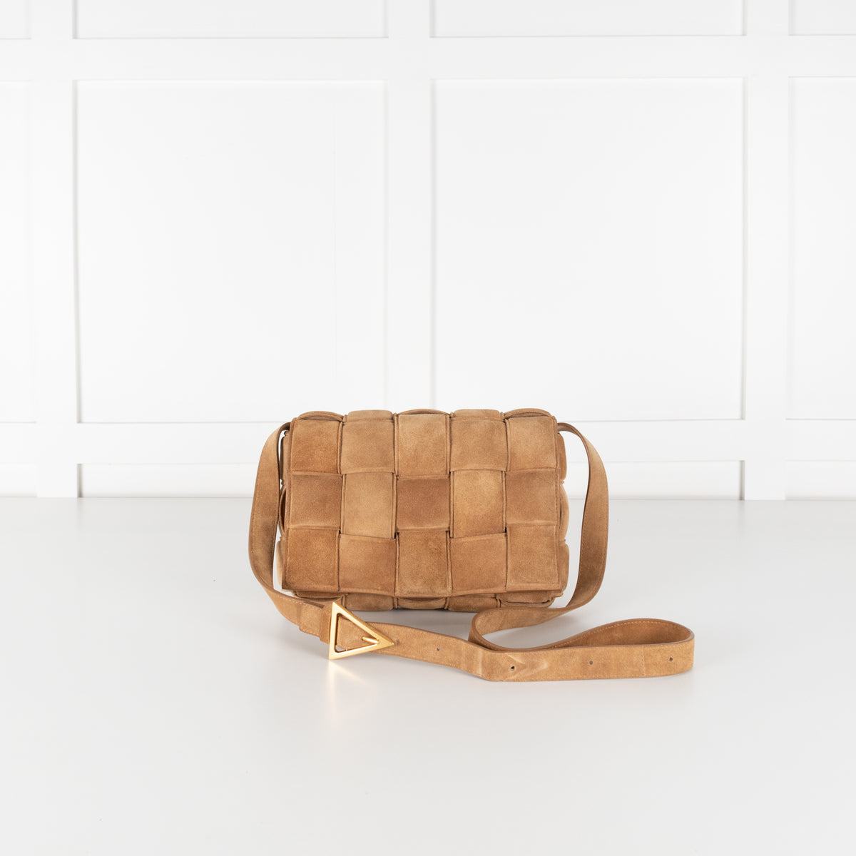 Bottega Veneta Tan Suede Padded Cassette Bag