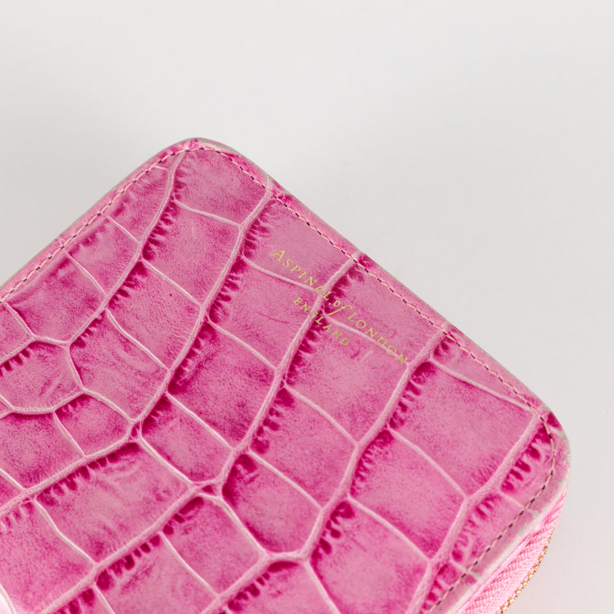 Aspinal of London Pink Croc Effect Wallet
