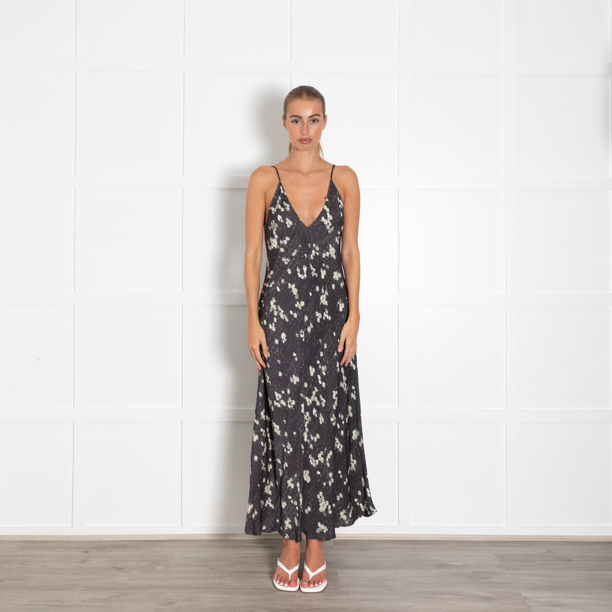 Day Birger Mikkelsen Grey Cream Floral Sleeveless Maxi Dress