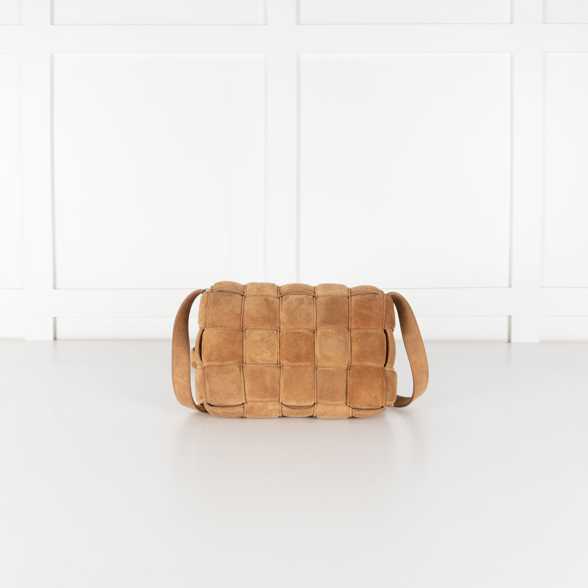 Bottega Veneta Tan Suede Padded Cassette Bag