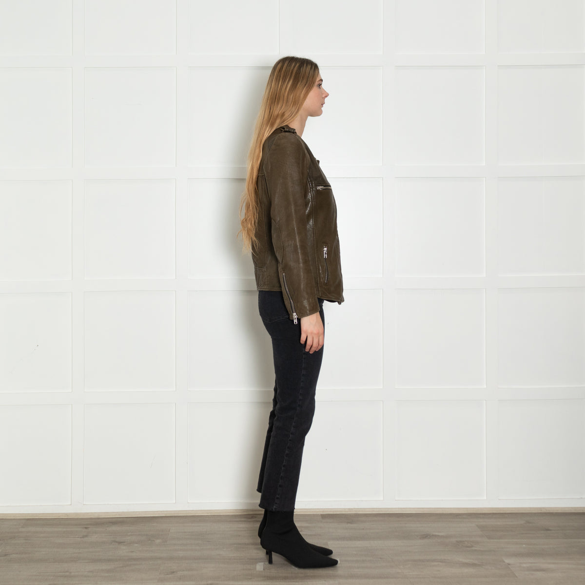 Isabel Marant Etoile Khaki Lamb Skin Leather Jacket