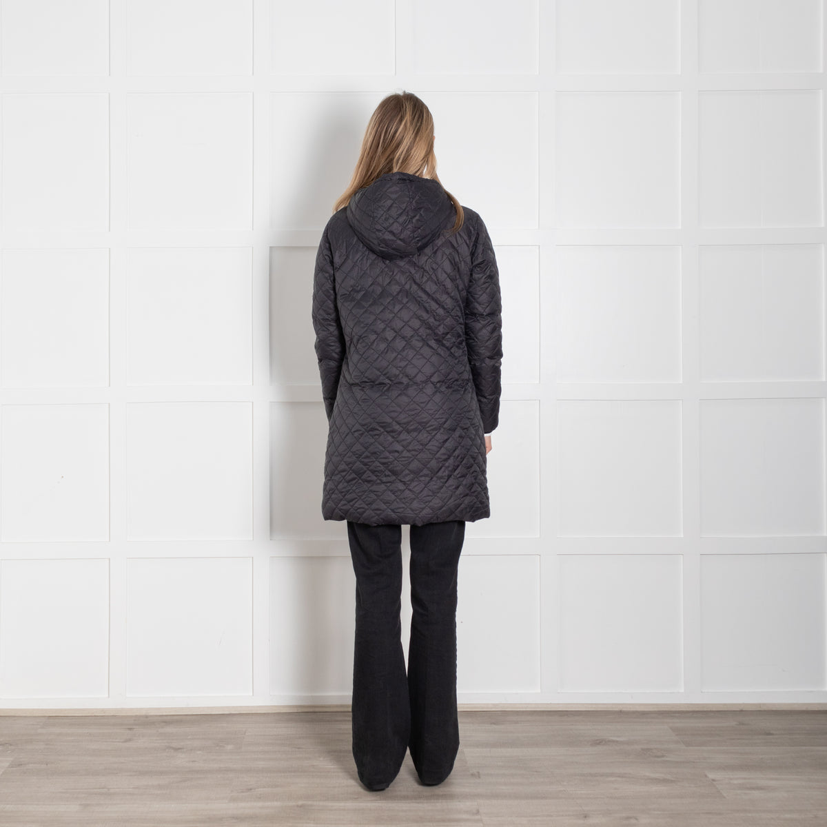 Part Two Black Navy Quilted Hooded Coat