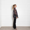 Acne Black With Floral Pattern Silk Sheer Oversized Blouse