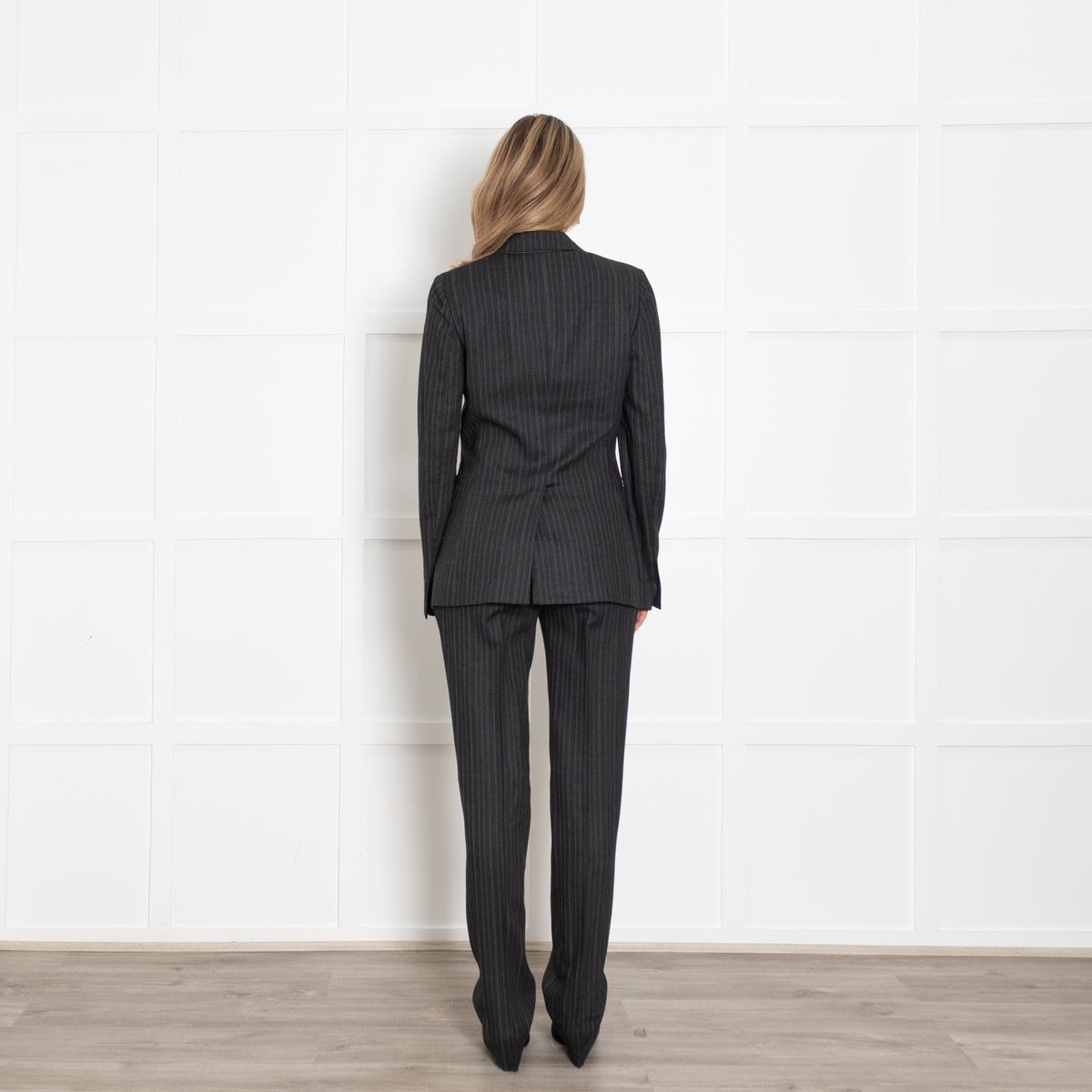 Dolce & Gabbana Dark Grey Cream Pin Stripe Trouser Suit