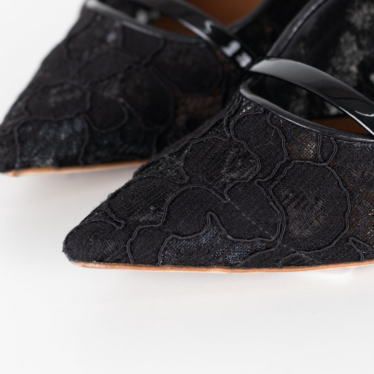 Malone Souliers Maureen Black Lace Heeled Mules