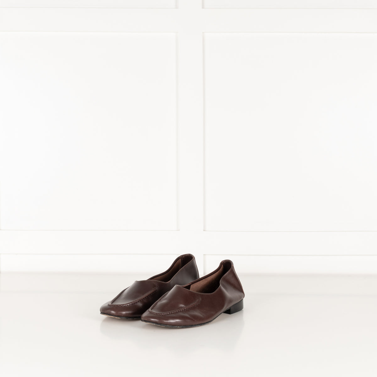 Hereu Brown Leather Flat Pumps