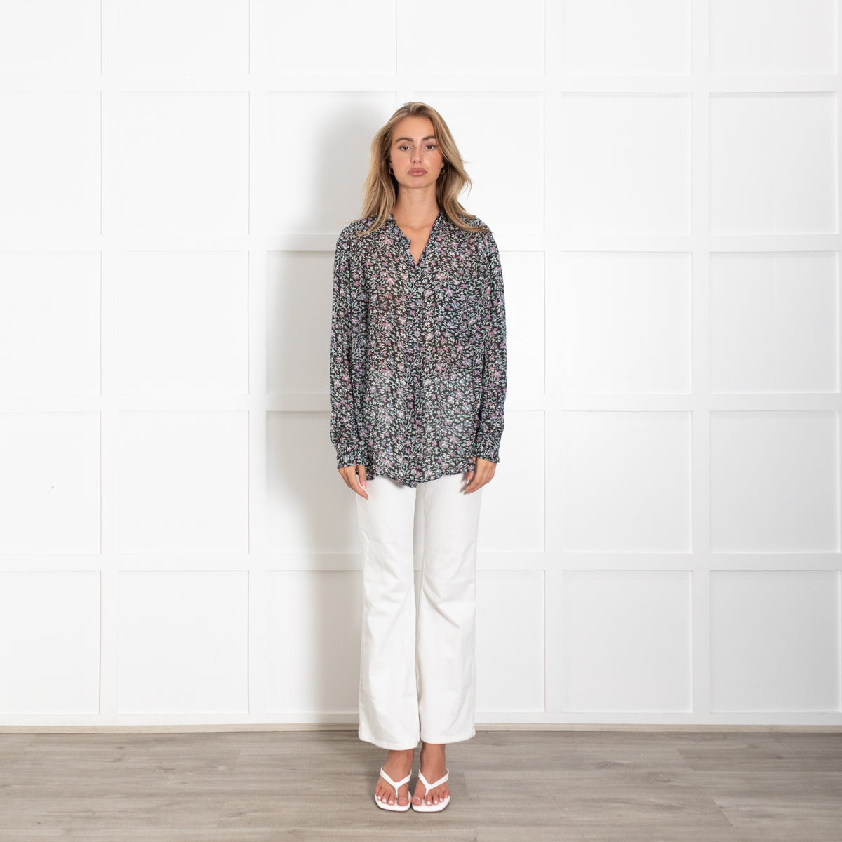 Marant Etoile Blue And Green Ditsy Floral Print Top