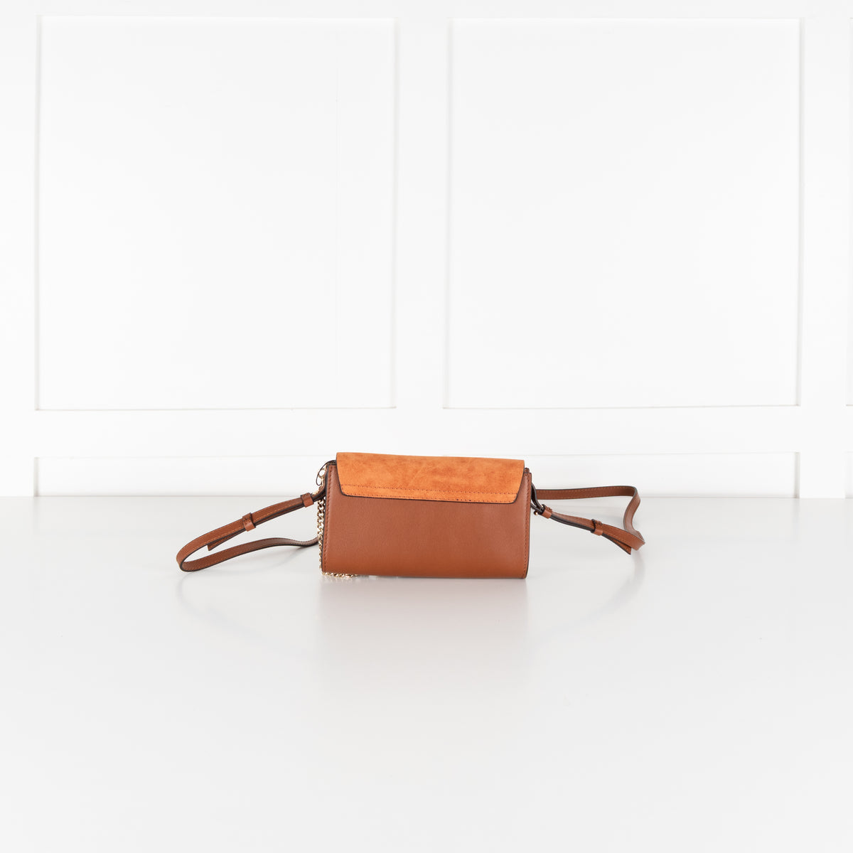 Chloe Faye Wallet on Chain in Rich Tan Suede